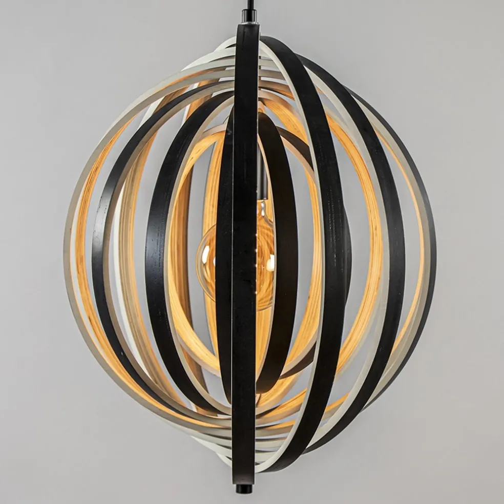 Best Straluma Hanglamp Woody 44 zwart/naturel hout