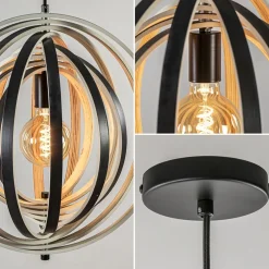 Best Straluma Hanglamp Woody 44 zwart/naturel hout