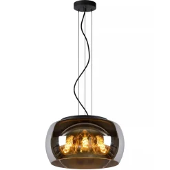 Shop Straluma Hanglamp zwart + smoke glas 40cm
