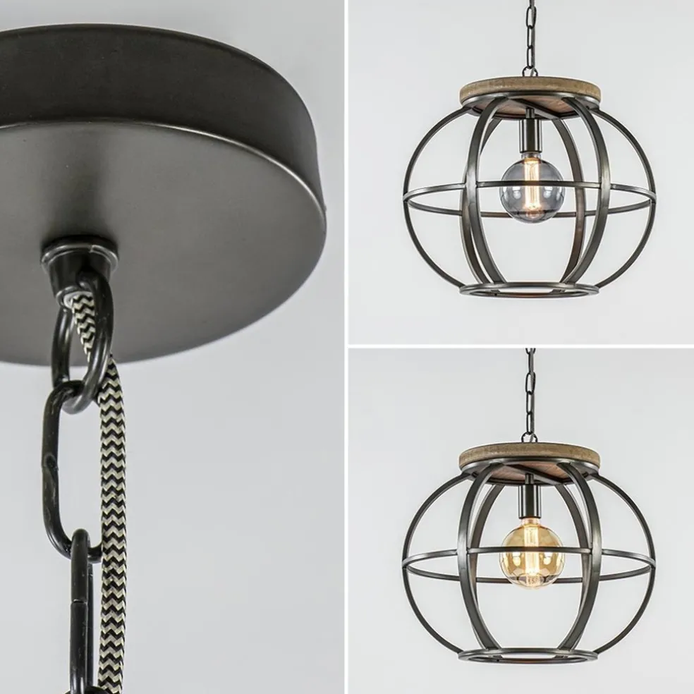 Outlet Straluma Hanglamp zwart industrieel open frame