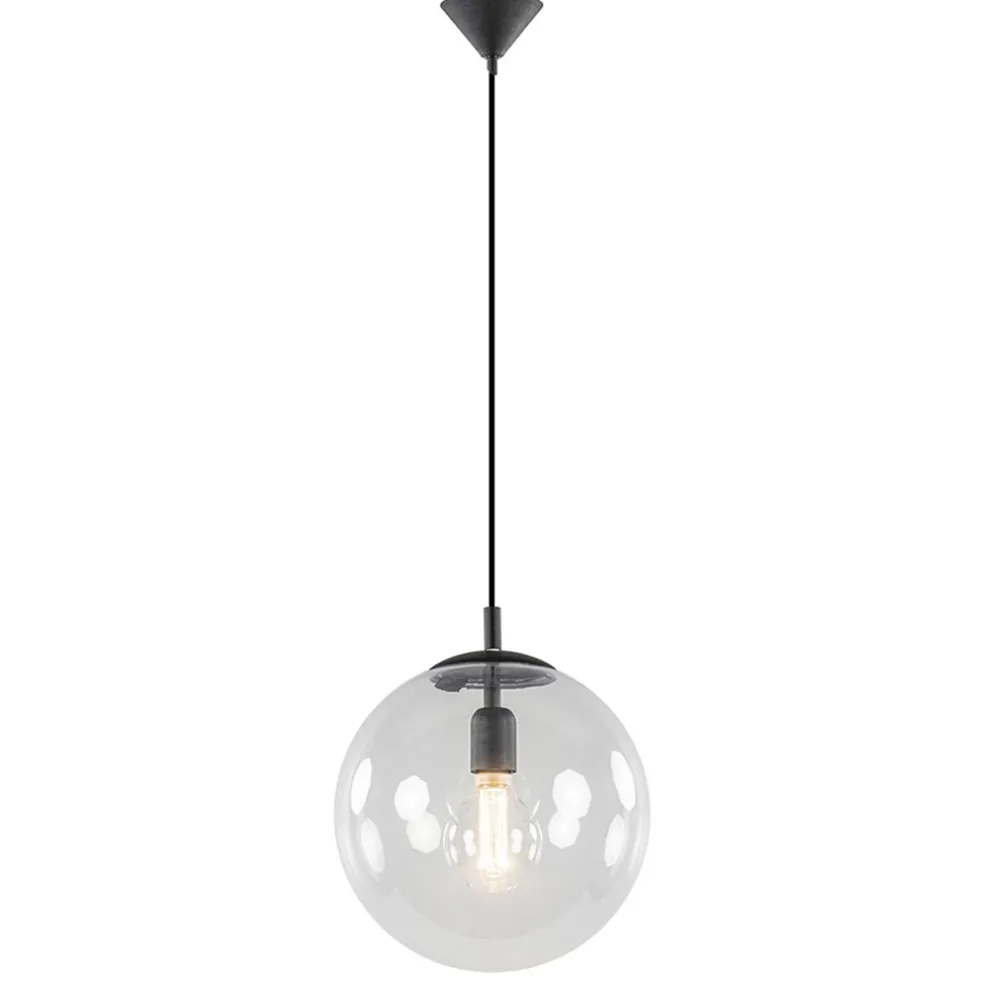 Best Sale Straluma Hanglamp zwart met helder glazen bol 30 cm