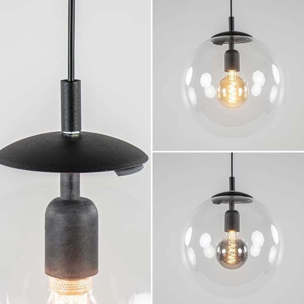 Best Sale Straluma Hanglamp zwart met helder glazen bol 30 cm