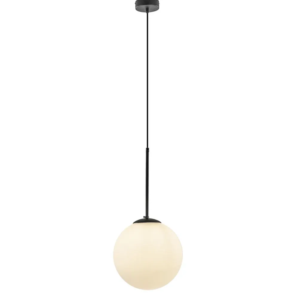 Best Straluma Hanglamp zwart met opaal wit glas 30 cm