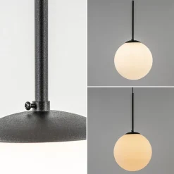 Best Straluma Hanglamp zwart met opaal wit glas 30 cm