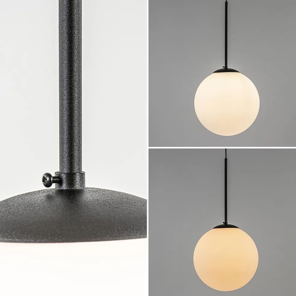 Best Straluma Hanglamp zwart met opaal wit glas 30 cm