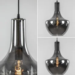 Store Straluma Hanglamp zwart met smoke glazen kap