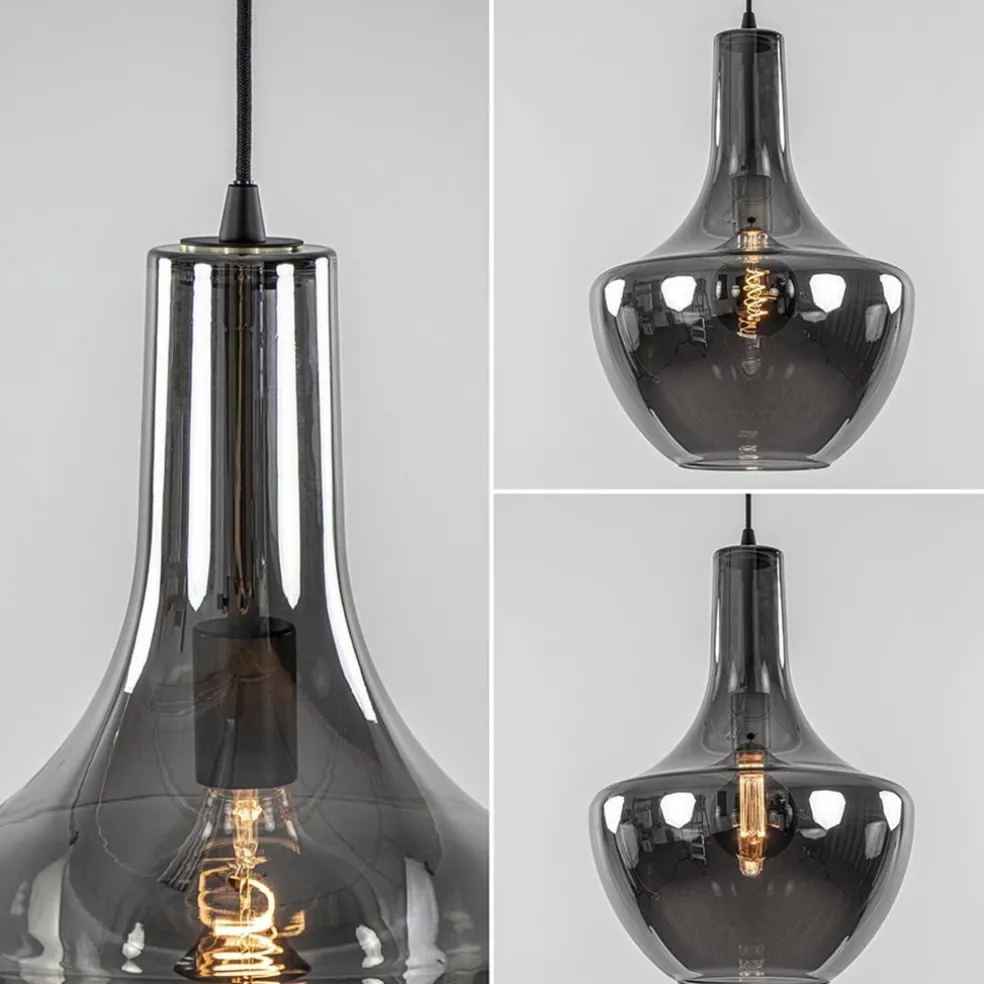Store Straluma Hanglamp zwart met smoke glazen kap