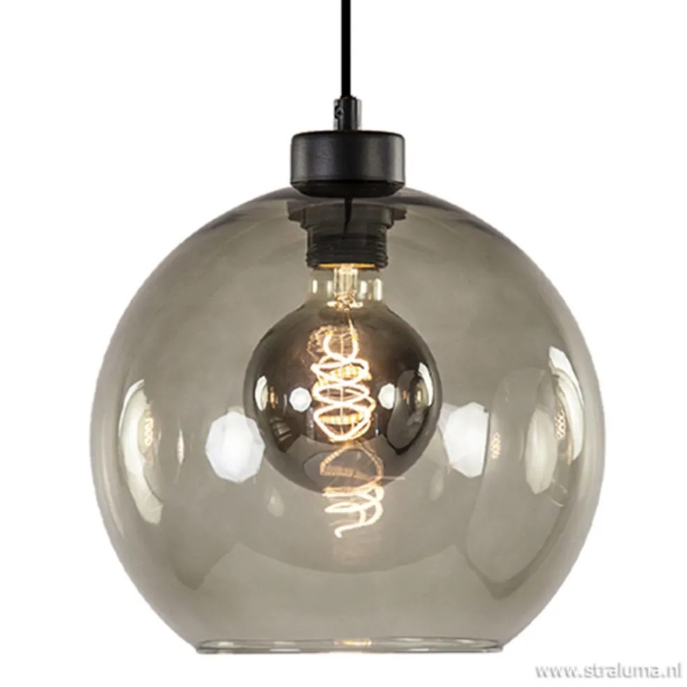 Discount Straluma Hanglamp zwart met smoke glas 25cm
