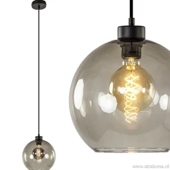 Discount Straluma Hanglamp zwart met smoke glas 25cm