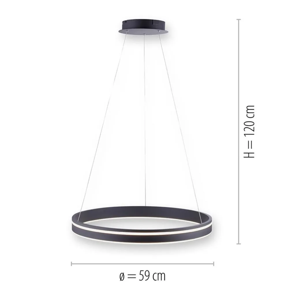 Discount Straluma Hanglamp zwart ring 60cm + afst.bed.CCT