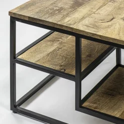 Best Straluma Hoektafel mangohout met zwart frame 70x70x40 cm