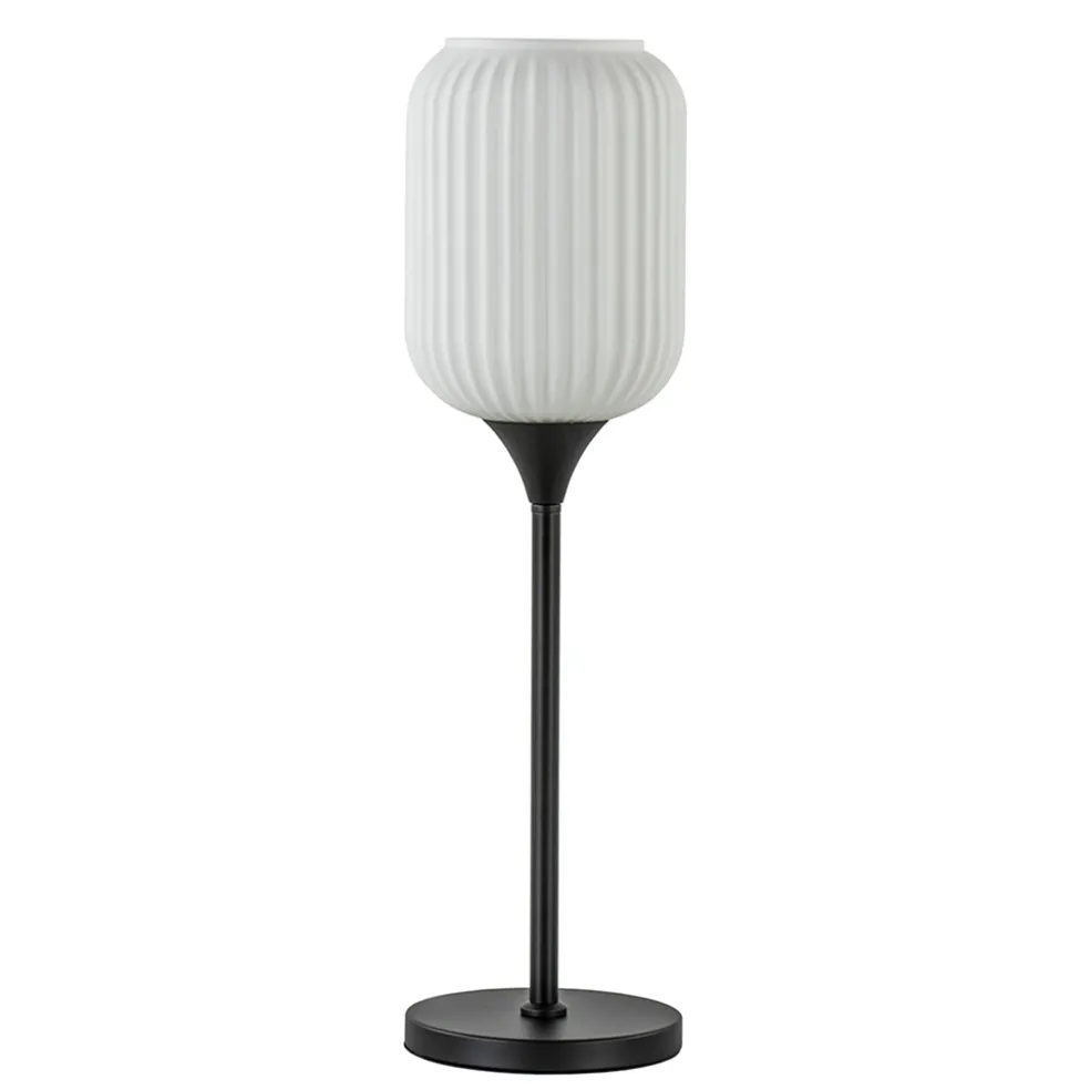 Shop Straluma Hoge tafellamp zwart met wit glazen kap