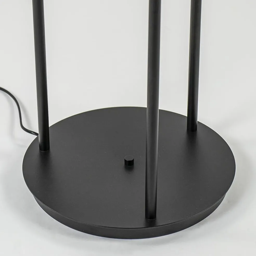 Fashion Straluma Hotel chique 3-lichts vloerlamp zwart met smoke/titanium glas