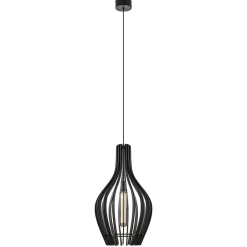 Sale Straluma Houten hanglamp kegel groot mat zwart