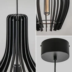 Sale Straluma Houten hanglamp kegel groot mat zwart
