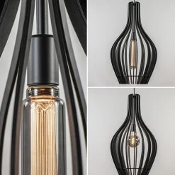 Sale Straluma Houten hanglamp kegel groot mat zwart