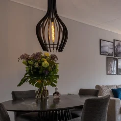 Sale Straluma Houten hanglamp kegel groot mat zwart