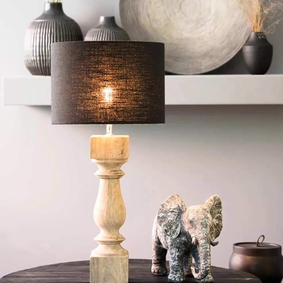 Sale Straluma Houten lampvoet Cumani met bronzen fitting