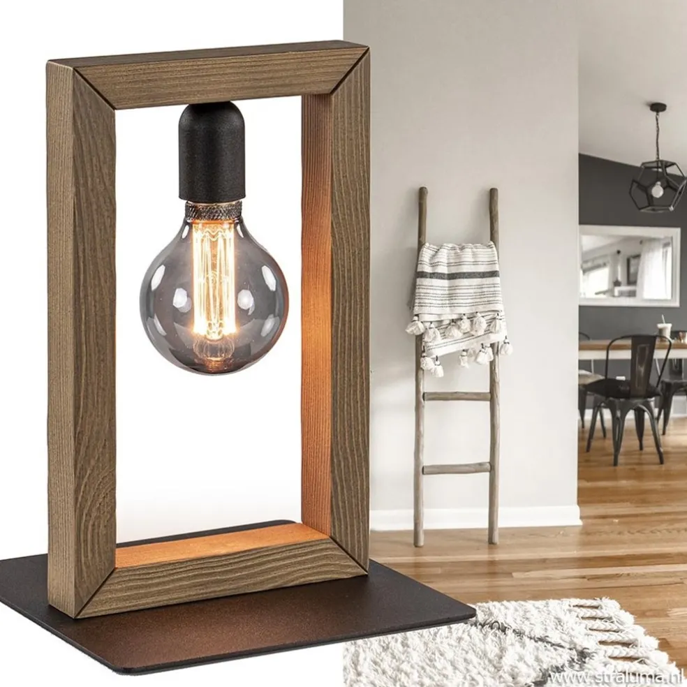 Store Straluma Houten tafellamp frame met zwart