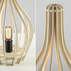 Outlet Straluma Houten tafellamp kegel naturel met zwart