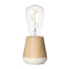 Discount Straluma Houten tafellamp met helder glas oplaadbaar/dimbaar