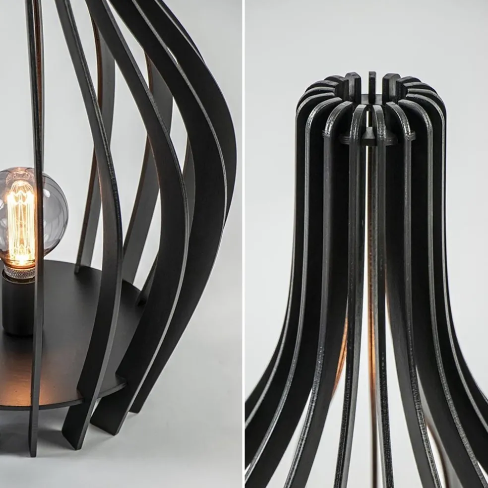 Clearance Straluma Houten tafel/vloerlamp mat zwart
