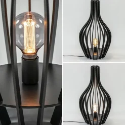 Clearance Straluma Houten tafel/vloerlamp mat zwart