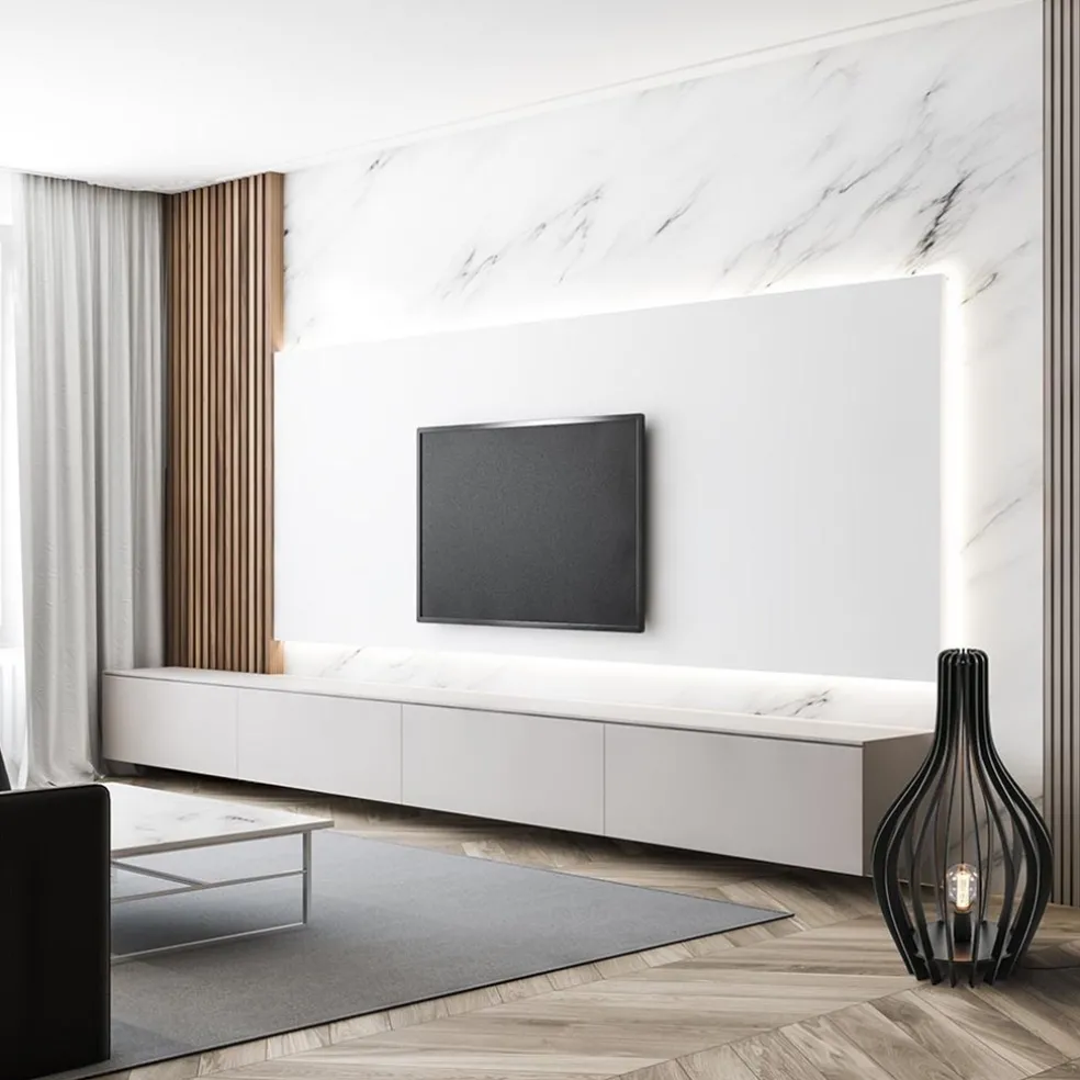 Clearance Straluma Houten tafel/vloerlamp mat zwart