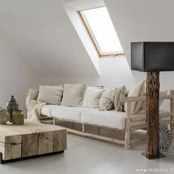 Best Straluma Houten vloerlamp met brons excl. kap