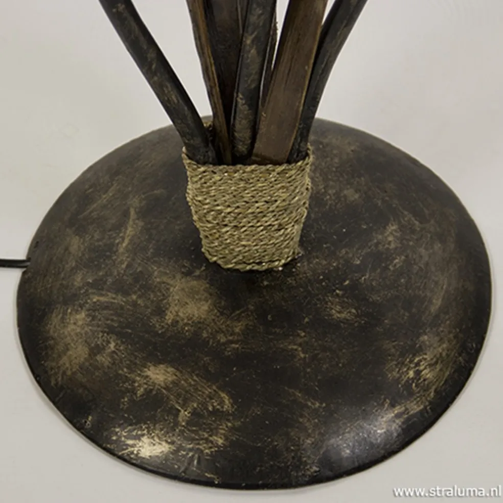 New Straluma Houten vloerlamp met kelk van schelpen