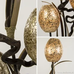 New Straluma Houten vloerlamp met kelk van schelpen
