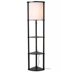 Best Straluma Houten vloerlamp zwart met beige kap