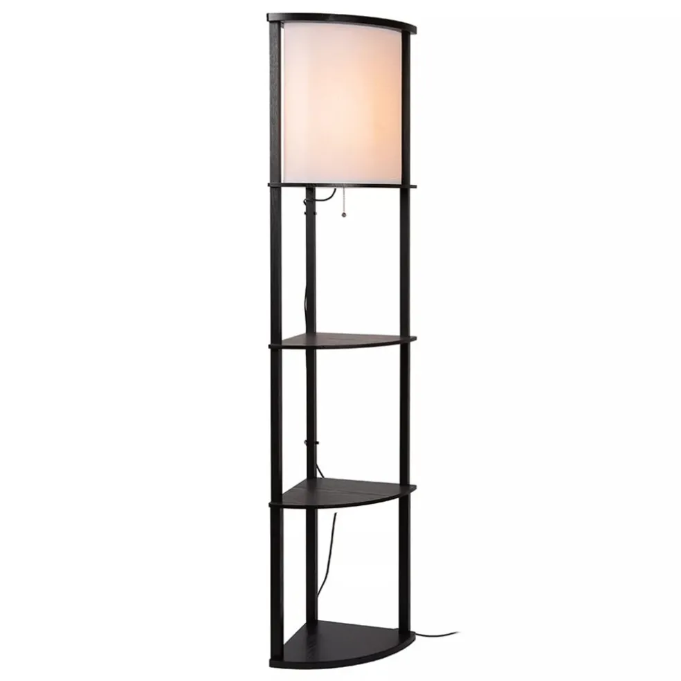 Best Straluma Houten vloerlamp zwart met beige kap