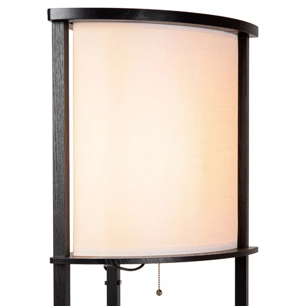 Best Straluma Houten vloerlamp zwart met beige kap
