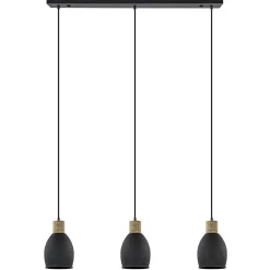 Online Straluma Industrieel landelijke hanglamp 3-lichts zwart met hout