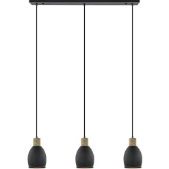 Online Straluma Industrieel landelijke hanglamp 3-lichts zwart met hout