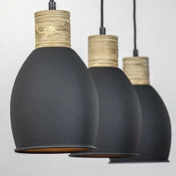 Online Straluma Industrieel landelijke hanglamp 3-lichts zwart met hout