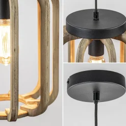 Clearance Straluma Industrieel landelijke hanglamp mat zwart met ruw hout