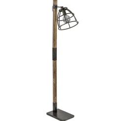 Best Sale Straluma Industrieel landelijke vloerlamp Matrix hout met metalen korf