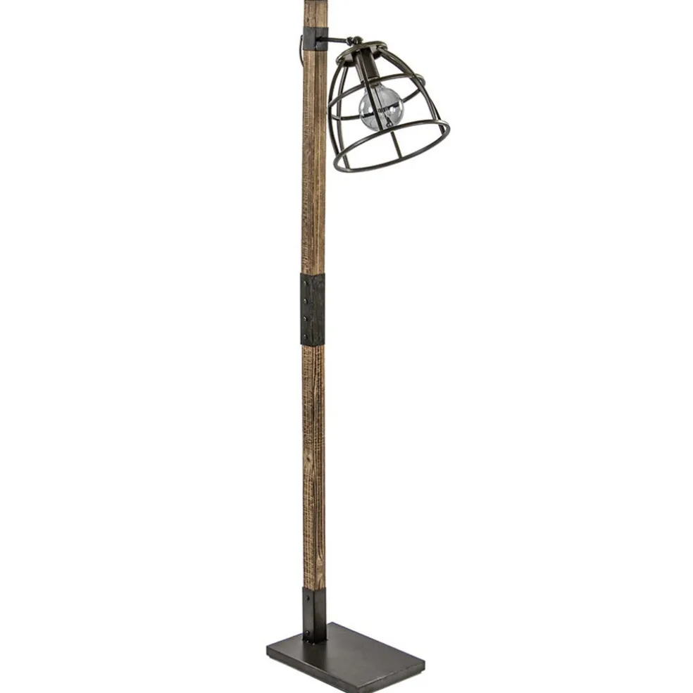 Best Sale Straluma Industrieel landelijke vloerlamp Matrix hout met metalen korf