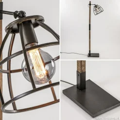 Best Sale Straluma Industrieel landelijke vloerlamp Matrix hout met metalen korf