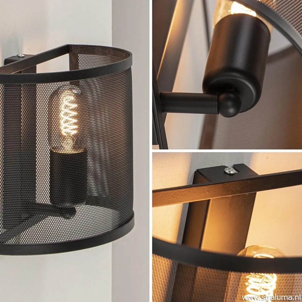 Best Straluma Industrieel landelijke wandlamp met gaas