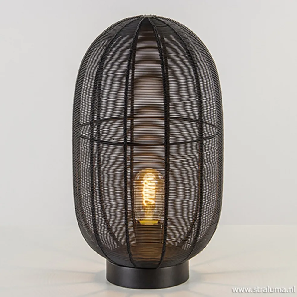 Clearance Straluma Industriële draad tafellamp Ophra zwart