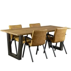 Clearance Straluma Industriële eetkamerstoel leer antigo cognac