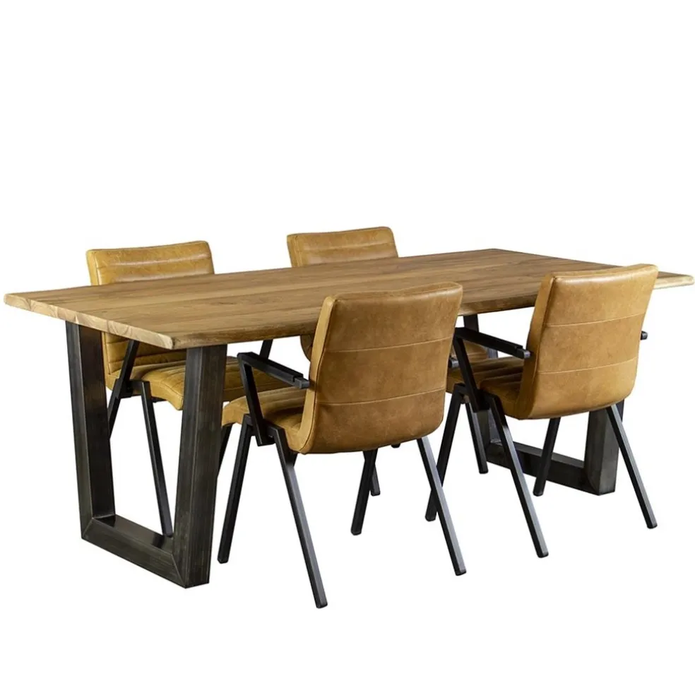 Clearance Straluma Industriële eetkamerstoel leer antigo cognac