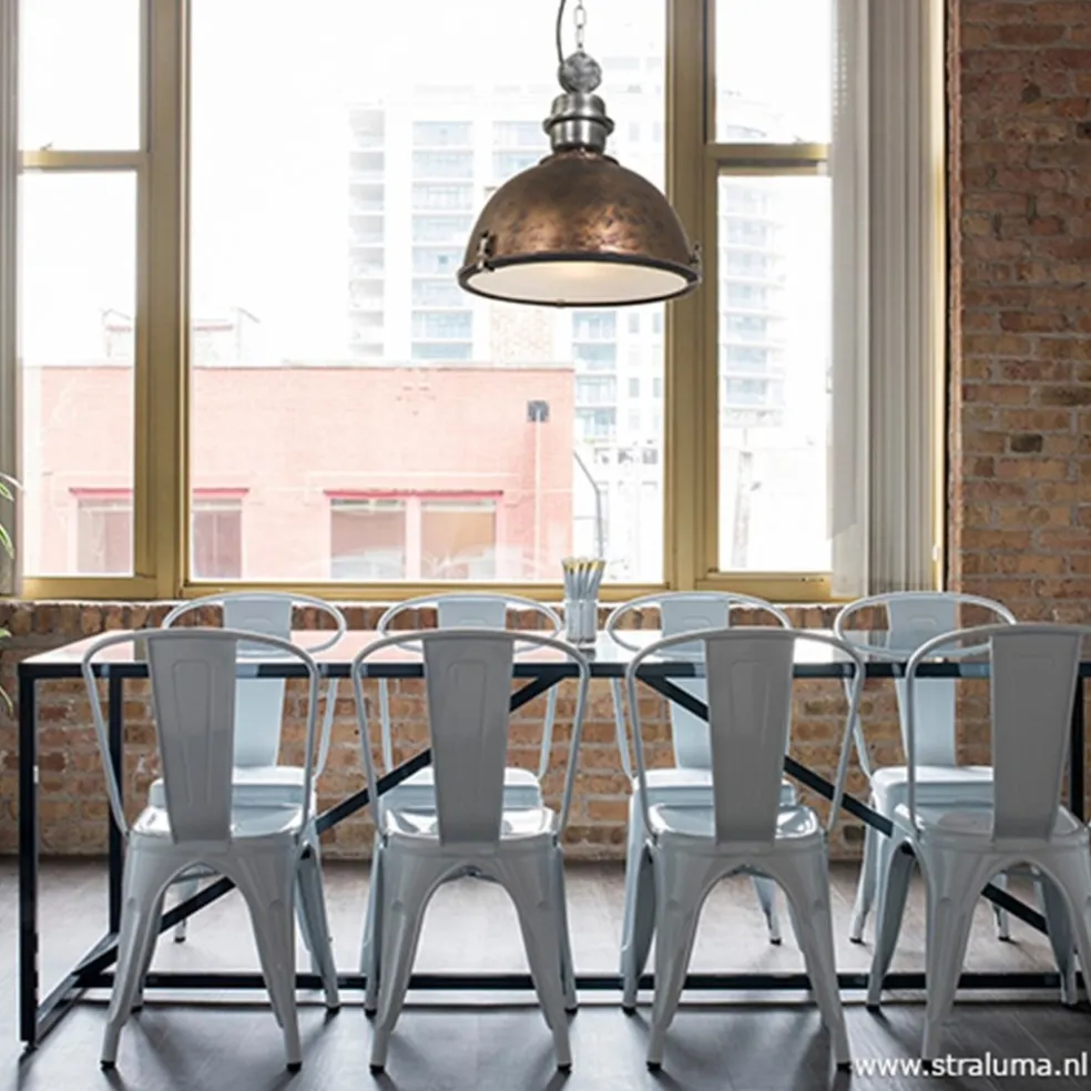 Discount Straluma Industriële hanglamp bruin/brons tafel