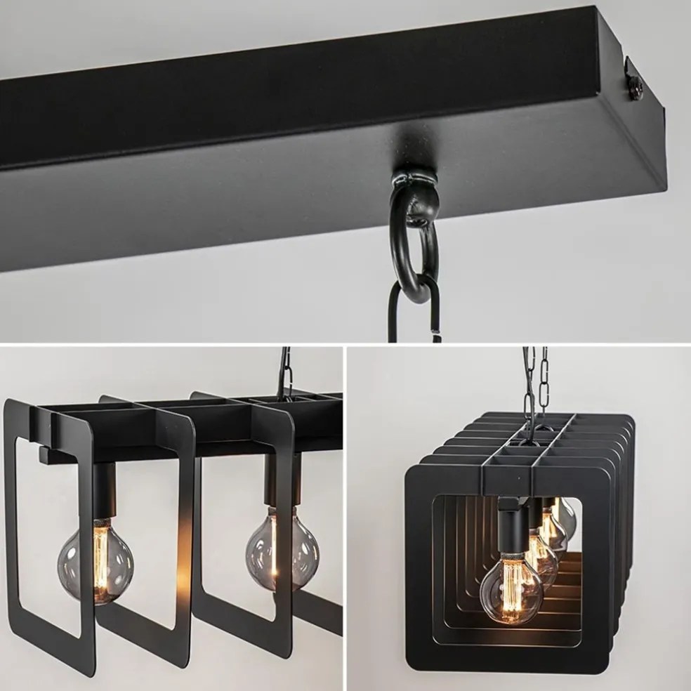 Online Straluma Industriële hanglamp squares mat zwart metaal