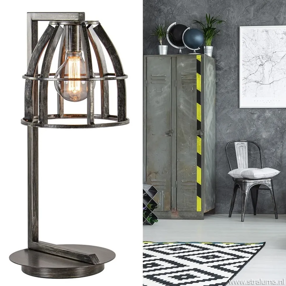 Sale Straluma Industriële tafellamp antiek zwart