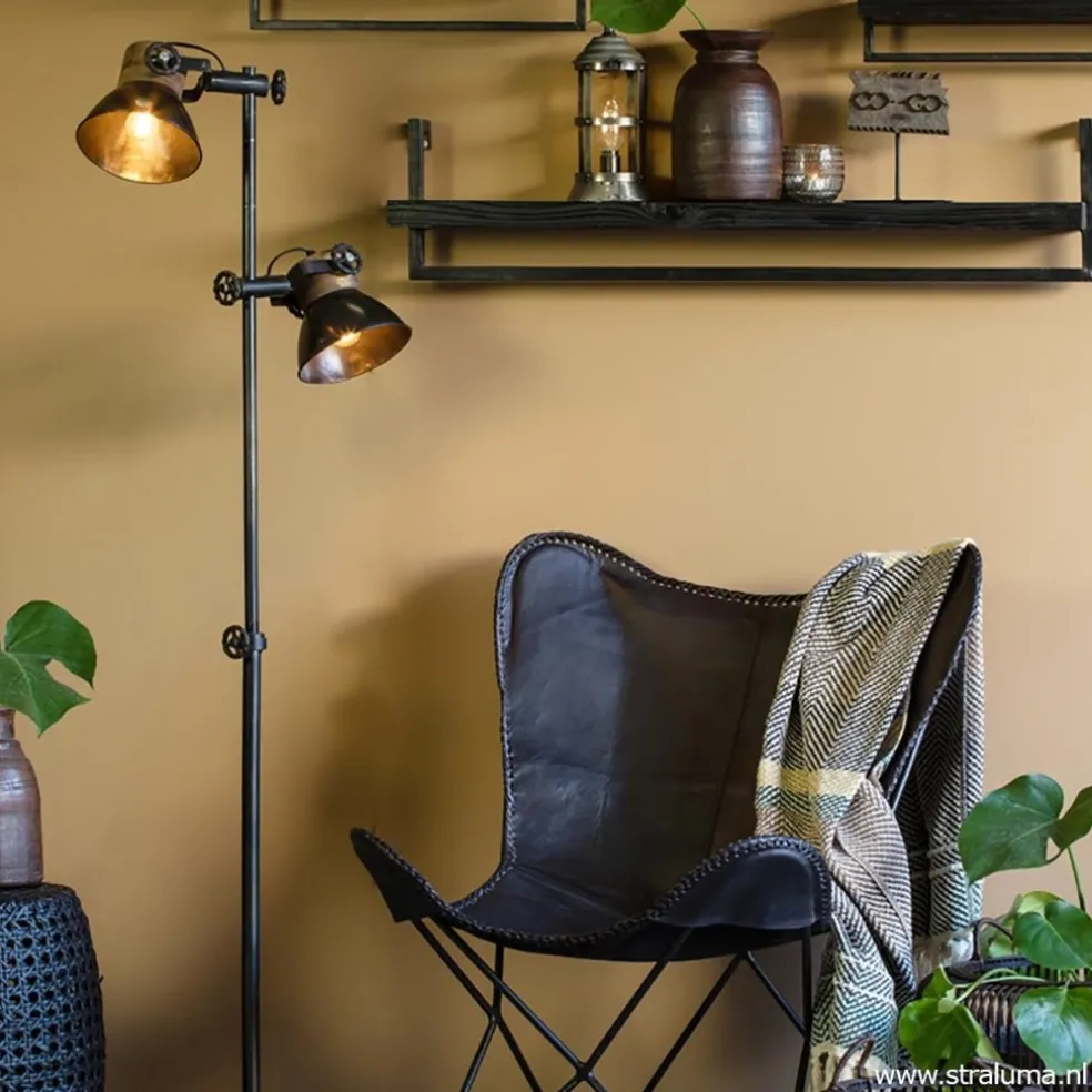 Fashion Straluma Industriële vloerlamp Jody metaal met hout
