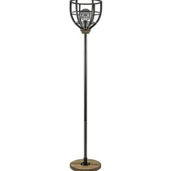 Sale Straluma Industriële vloerlamp zwart staal met houten details
